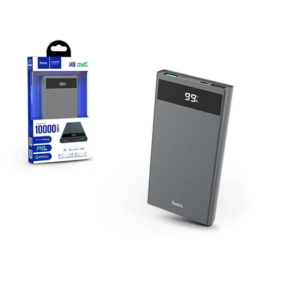 Univerzális hordozható, asztali akkumulátor töltő - HOCO J49 Power Bank - 2xUSB+Type-C+microUSB+PD+QC3.0 - 10.000 mAh - szürke