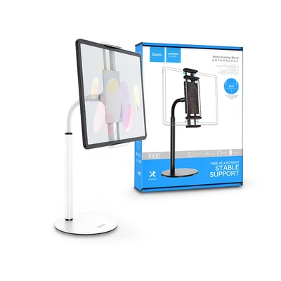 HOCO univerzális asztali telefon/tablet tartó 4,7-10" méretű készülékhez - HOCO PH30 Metal Desktop Stand - fehér