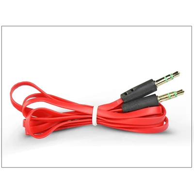 3,5 - 3,5 mm jack audio kábel 1 m-es lapos vezetékkel - piros/fekete