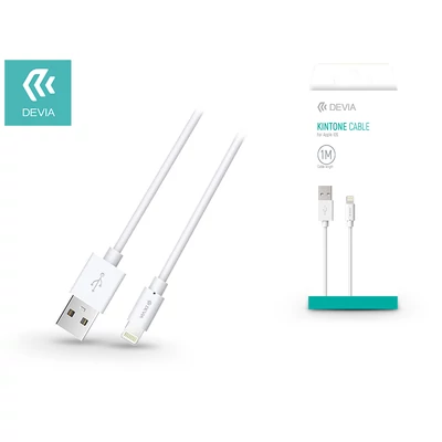 Apple iPhone 5/5S/5C/SE/iPad 4/iPad Mini USB töltőkábel - 1 m-es vezetékkel - Devia Kintone Lightning USB 1A - white