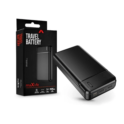 Maxlife univerzális hordozható, asztali akkumulátor töltő - Maxlife MXPB-01 Power Bank - 2xUSB + microUSB + Type-C - 20.000 mAh - fekete