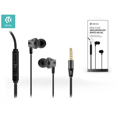 Devia univerzális sztereó felvevős fülhallgató - 3,5 mm jack - Devia Metal In-Ear Wired Earphones - black
