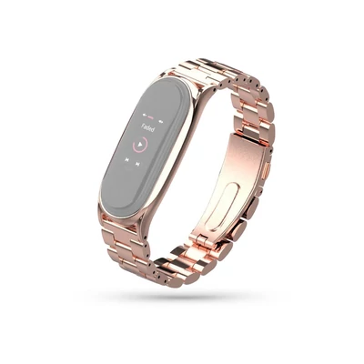 Xiaomi Mi Smart Band 5/Mi Smart Band 6 aktivitásmérőhöz fém szíj rozsdamentes acélból - rose gold
