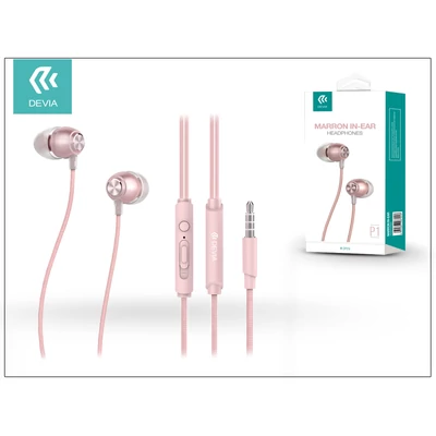 Devia univerzális sztereó felvevős fülhallgató - 3,5 mm jack - Devia Marron P1 In-Ear Headphones - rose gold