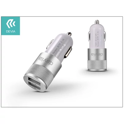Devia Joy Dual USB szivargyújtós töltő adapter - 5V/3,1A - silver