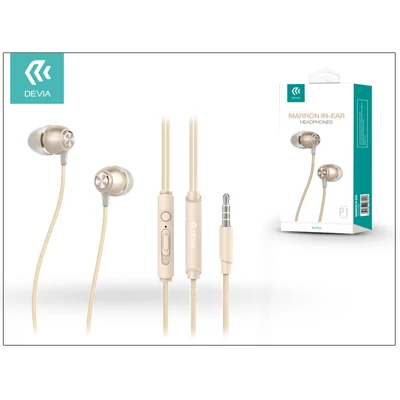 Devia univerzális sztereó felvevős fülhallgató - 3,5 mm jack - Devia Marron P1 In-Ear Headphones - champagne gold