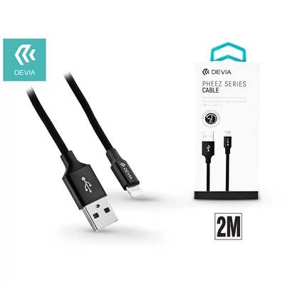 Apple iPhone 5/5S/5C/SE/iPad 4/iPad Mini USB töltő- és adatkábel - 2 m-es vezetékkel - Devia Pheez Lightning USB 2.1A - black