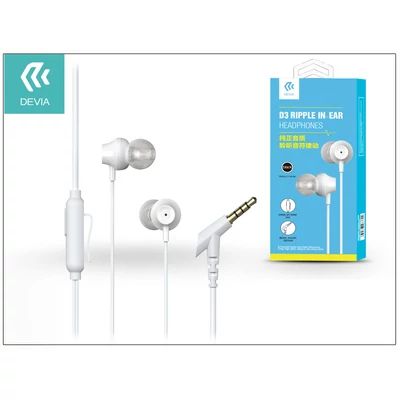 Devia univerzális sztereó felvevős fülhallgató - 3,5 mm jack - Devia Ripple D3 In-Ear Headphones - white