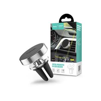 Univerzális szellőzőrácsba illeszthető mágneses PDA/GSM autós tartó - HOCO CA47 Metal Magnetic Holder - ezüst