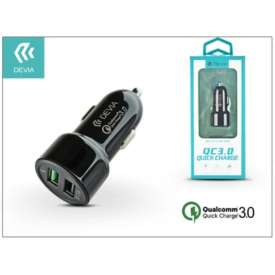 Devia Dual USB szivargyújtós töltő adapter - 5V/3A/2,4A - Devia Smart Dual USB Quick Charge - Qualcomm Quick Charge 3.0 - black