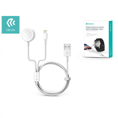 Devia mágneses töltőkábel Apple Watch órához + lightning kábel - Devia Smart Series 2in1 Apple Watch Charging Cable - white 