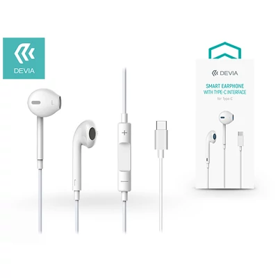 Devia sztereó headset USB Type-C csatlakozóval - Devia Smart Earphone With Type-C EM048 - white