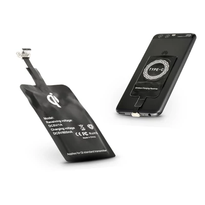 USB Type-C Qi adapter vezeték nélküli töltő állomáshoz - fekete
