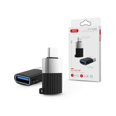 XO USB - Type-C OTG adapter - XO NB149F USB to Type-C Adapter - 2.4A - fekete/ezüst