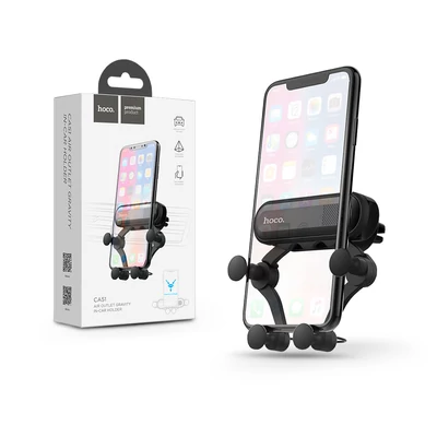 Univerzális szellőzőrácsba illeszthető PDA/GSM autós tartó - HOCO CA51 Air Outlet Gravity In-Car Holder - fekete