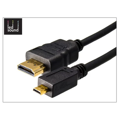 LED Sound micro HDMI - HDMI 1.4 3D aranyozott kábel 150 cm-es vezetékkel - fekete