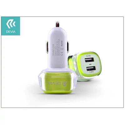 Devia Dual USB szivargyújtós töltő adapter - 5V/3,1A - green/white