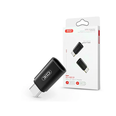 XO micro USB - Type-C adapter - XO NB131 Micro to Type-C Adapter - 2.1A - fekete