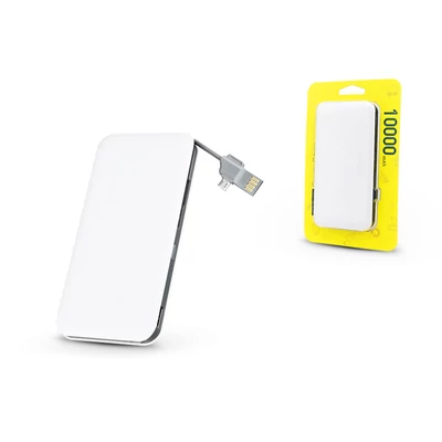 Univerzális hordozható, asztali akkumulátor töltő -  Silk USB 2.1A Power Bank - 10.000 mAh - white