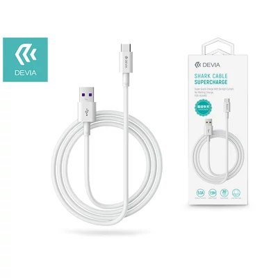 Devia USB - USB Type-C töltő- és adatkábel 1,5 m-es vezetékkel - Devia Shark Supercharge USB Type-C - 5A - white
