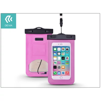 Univerzális vízálló védőtok max. 5,5" méretű készülékekhez - Devia Neon Waterproof Bag - rose red
