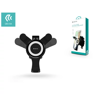 Univerzális szellőzőrácsba illeszthető autós tartó max. 3,5-6" méretű készülékekhez - Devia Universal Stress Car Air Vent Holder - black