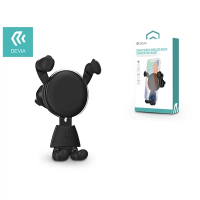 Devia szellőzőrácsba illeszthető vezeték nélküli autós töltő/tartó - 5V/2A - Devia Smart Series Wireless Quick Charger Car Mount - Qi szabványos