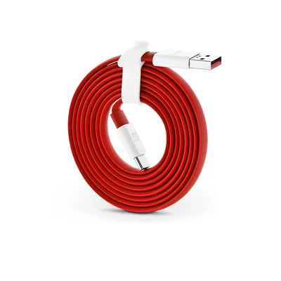 USB - USB Type-C gyári adat- és töltőkábel 150 cm-es vezetékkel - OnePlus Fast Charge D401 Flat - red (ECO csomagolás)