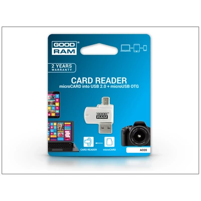 Goodram A020 OTG 2in1 microSD/microSDHC/microSDXC memóriakártya olvasó - microUSB és USB 2.0 csatlakozókkal