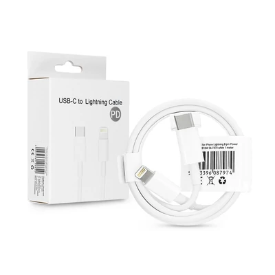 USB Type-C - Lightning adat- és töltőkábel 1 m-es vezetékkel - C973 Box PD 18W Cable for Lightning - 2A - fehér 