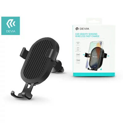 Devia szellőzőrácsba illeszthető vezeték nélküli autós töltő/tartó - 5V/1A - Devia Car Gravity Sensing Wireless Fast Charge - Qi szabványos