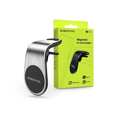 Borofone univerzális szellőzőrácsba illeszthető mágneses PDA/GSM autós tartó - Borofone BH10 Magnetic Car Holder - ezüst