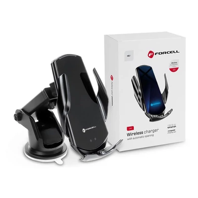 Forcell univerzális Qi vezeték nélküli, szellőzőrácsba illeszthető autós tartó/gyorstöltő - 15 W - Forcell HS1 - Qi szabványos - fekete