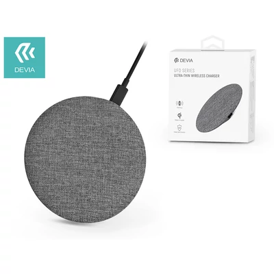 Devia Qi univerzális vezeték nélküli töltő állomás - 15W - Devia UFO Series Ultra Thin Wireless Charger - grey - Qi szabványos