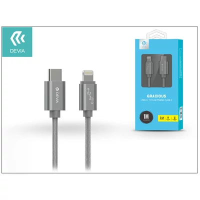 USB Type-C - Lightning adat- és töltőkábel 1 m-es vezetékkel - Devia Gracious USB Type-C to Lightning Cable - grey