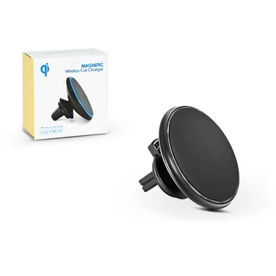 Vezeték nélküli, szellőzőrácsba illeszthető mágneses autós tartó/töltő - 5V/1A - Magnetic Wireless Car Charger - Qi szabványos 