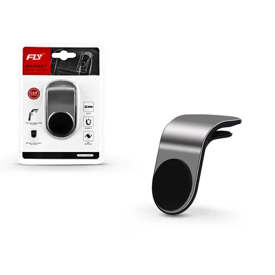 Univerzális szellőzőrácsba illeszthető mágneses PDA/GSM autós tartó - Fly C1816 - fekete/szürke