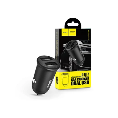 HOCO 2xUSB szivargyújtós töltő adapter - 5V/3,1A - HOCO Z30 Fast Charge - fekete