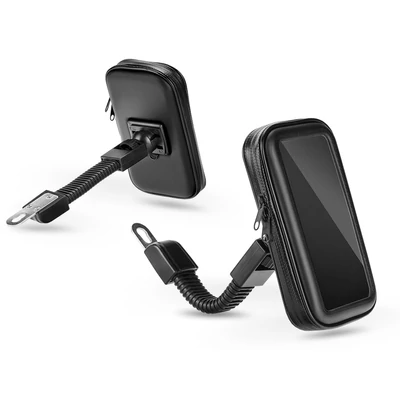 Univerzális kerékpárra/motorkerékpárra szerelhető, por- és cseppálló telefontartó 5,5-6,3" méretű készülékekhez - fekete