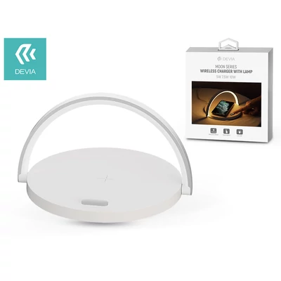 Devia Qi univerzális vezeték nélküli töltő állomás/LED lámpa - 5V/1A - Devia Moon Series Wireless Charger With Lamp - Qi szabványos