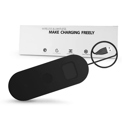 Extreme Qi univerzális vezeték nélküli töltő állomás - 15W - Extreme WR-13 Wireless Charger 3in1 - Qi eszköz/Apple iWatch/TWS Airpods - fekete