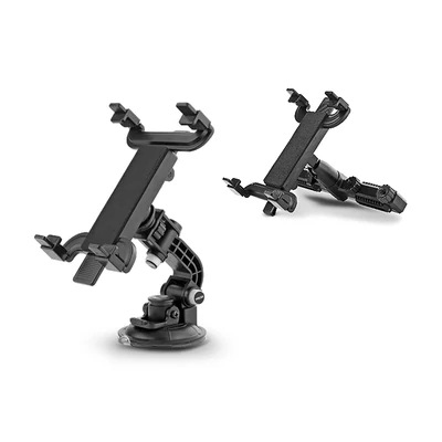 Univerzális fejtámlára és szélvédőre szerelhető Tablet PC autós tartó 7 - 13" méretű készülékekhez - Choyo 2206CE+F 2in1 - fekete