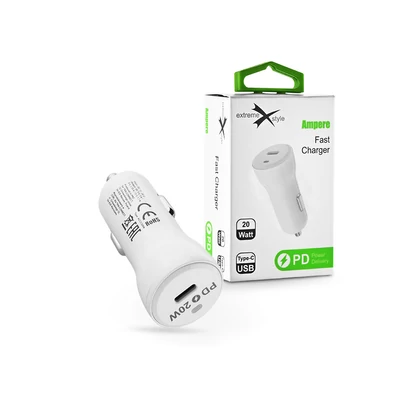 Extreme szivargyújtó töltő adapter Type-C bemenettel - 20W - Extreme LAD0284 PD - fehér