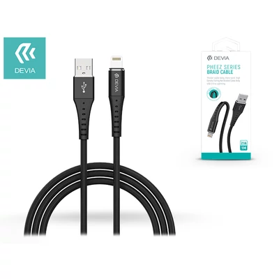 Apple iPhone Lightning USB töltő- és adatkábel 1 m-es vezetékkel - Devia Pheez Series Braid Cable Lightning USB 2.1 - black