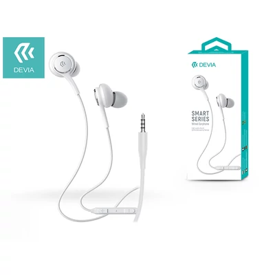 Devia univerzális sztereó felvevős fülhallgató - 3,5 mm jack - Devia Smart Series Wired Earphone EM20 - white