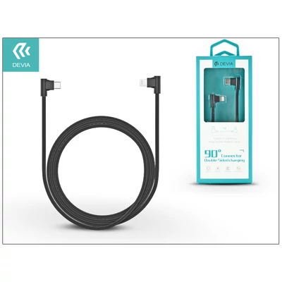 USB Type-C - Lightning adat- és töltőkábel 1 m-es vezetékkel - Devia King 90 Double Angled Cable Type-C 2.4 to Lightning - black