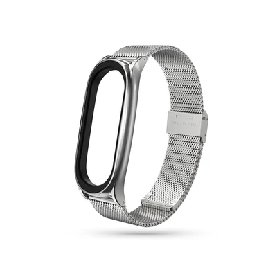 Xiaomi Mi Smart Band 5/Mi Smart Band 6 aktivitásmérőhöz fém szíj rozsdamentes acélból - Milanese - ezüst