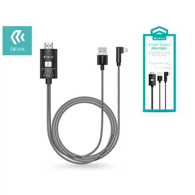 Apple iPhone Lightning + USB + HDMI kábel 2 m-es vezetékkel - Devia Storm Series HDMI Cable - black