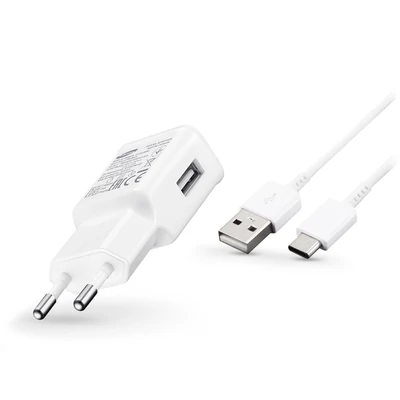 Samsung gyári USB hálózati töltő adapter + USB Type-C adatkábel - 5V/2A - EP-TA12EWE + EP-DN930CWE white (ECO csomaglás)
