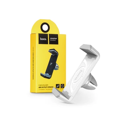 Univerzális szellőzőrácsba illeszthető PDA/GSM autós tartó - HOCO CPH01 Air Outlet Stents Car Holder - fehér/szürke